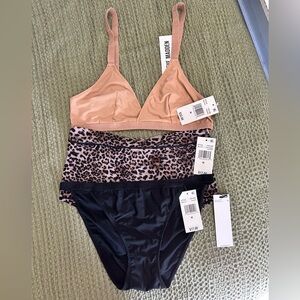 Steve Madden Tan, Leopard, and Black Intimates Set